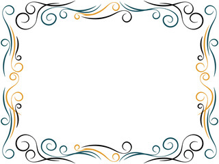 Art deco frame. Vintage linear border with curlicues. Art Nouveau design a template for invitations, leaflets and greeting cards. The style of the 1920s - 1930s. Vector illustration