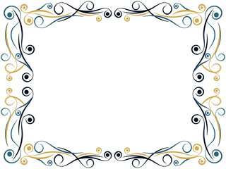 Art deco frame. Vintage linear border with curlicues. Art Nouveau design a template for invitations, leaflets and greeting cards. The style of the 1920s - 1930s. Vector illustration