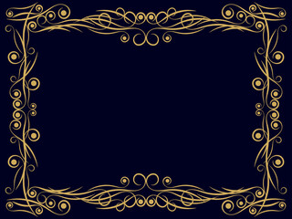 Victorian frame. Vintage decorative frame with curls. Elegant ornament. Art deco frame. Design a template for invitations, leaflets and greeting cards. Style of the 1920s - 1930s. Vector illustration