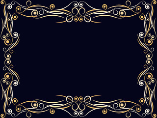 Victorian frame. Vintage decorative frame with curls. Elegant ornament. Art deco frame. Design a template for invitations, leaflets and greeting cards. Style of the 1920s - 1930s. Vector illustration