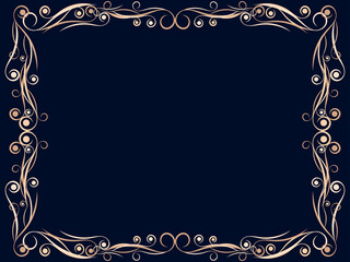 Victorian frame. Vintage decorative frame with curls. Elegant ornament. Art deco frame. Design a template for invitations, leaflets and greeting cards. Style of the 1920s - 1930s. Vector illustration