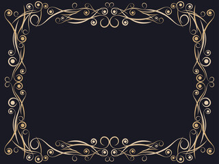 Victorian frame. Vintage decorative frame with curls. Elegant ornament. Art deco frame. Design a template for invitations, leaflets and greeting cards. Style of the 1920s - 1930s. Vector illustration