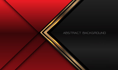 Abstract golden arrow direction on red black metallic blank space design modern luxury futuristic technology background vector