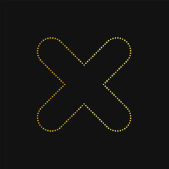 Rhinestone design Textile rhinestone applique print editable contour Wrong Mark icon design template with Gold Color