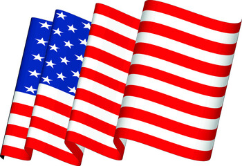 Waving USA Flag Vector Illustration