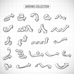 Modern stylish hand draw sketch arrows collection design
