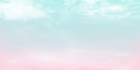 Panorama Clear blue to pink sky and white cloud detail  with copy space. Sky Landscape Background.Summer heaven with colorful clearing sky. Vector illustration.