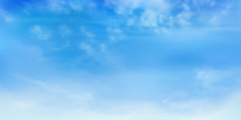 Panorama Clear blue sky and white cloud detail  with copy space. Sky Landscape Background.Summer heaven with colorful clearing sky. Vector illustration. Good weather and beautiful nature.sky clouds ba