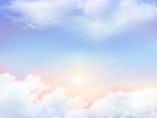 Clear blue sky and white cloud detail in background with copy space. Sky Nature Landscape Background.The summer heaven with colorful clearing sky. Vector illustration.