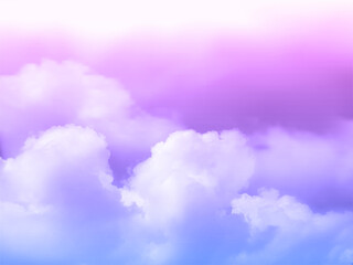 Fototapeta premium Clear purple blue sky and white cloud detail in background with copy space. Sky Nature Landscape Background.The summer heaven with colorful clearing sky. Vector illustration.