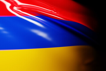 3D illustration of the national waving flag of Armenia. Country symbol.