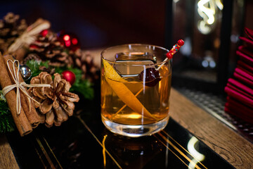 Christmas new year whisky old fashioned cochtail vintage