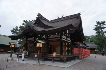 Fototapeta premium Sumiyoshi Taisha's Second Honmiya Heiden, Sumiyoshi Ward, Osaka City, Osaka Prefecture, Japan