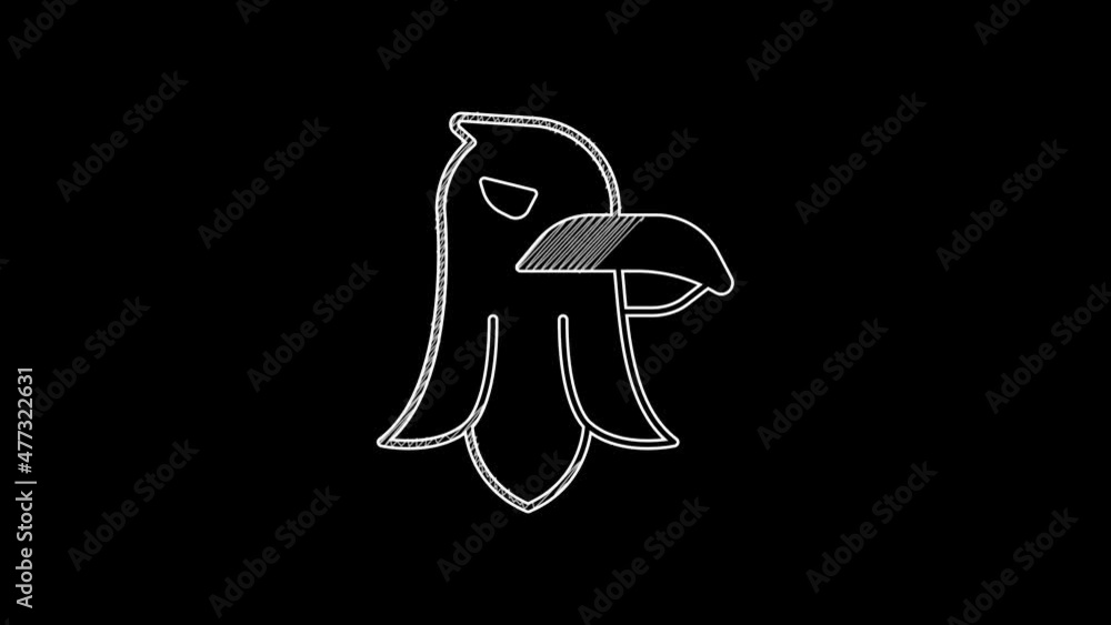 Wall mural white line eagle icon isolated on black background. american presidential symbol. 4k video motion gr