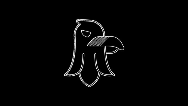 White line Eagle icon isolated on black background. American Presidential symbol. 4K Video motion graphic animation
