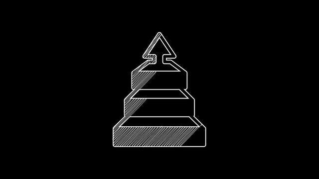 White line Business pyramid chart infographics icon isolated on black background. Pyramidal stages graph elements. 4K Video motion graphic animation