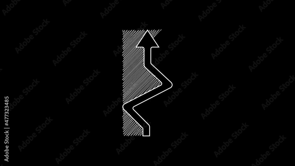 Poster white line arrow icon isolated on black background. direction arrowhead symbol. navigation pointer s