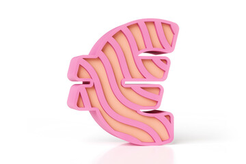 Euro sign icon new and cheerful design of pink and peachy color matte plastic style. New trending font lettering. High quality 3D rendering.