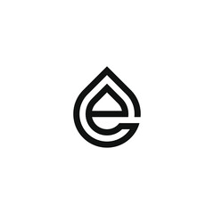 Letter E water drop logo design vector template