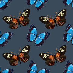 Obraz na płótnie Canvas florals butterflies seamless pattern vector design