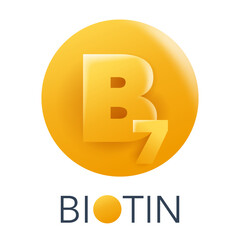 Biotin 3D icon - Vitamin B7 as dietary supplement
