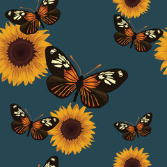 florals butterflies seamless pattern vector design