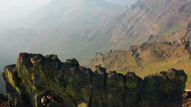 Drone view of Steens Mountain at sunrise, Oregon, U.S.