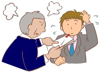 大人の発達障害　注意欠陥　仕事にミスが多く上司に叱られている男性