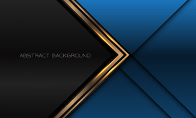 Abstract golden arrow direction on blue black metallic blank space design modern luxury futuristic technology background vector illustration.