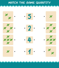 Match the same quantity of mint leaf. Counting game. Educational game for pre shool years kids and toddlers