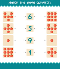 Match the same quantity of tomato. Counting game. Educational game for pre shool years kids and toddlers