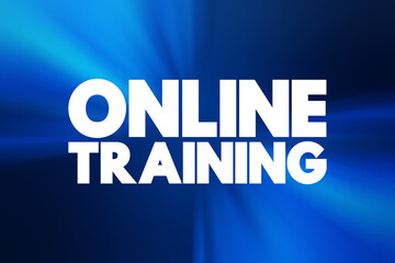 Online Training text quote, concept background.