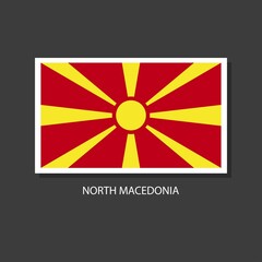 North Macedonia flag Vector Square Icon on Black Background.