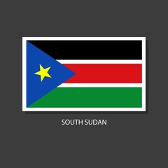 South Sudan flag Vector Square Icon on Black Background.