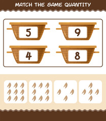 Match the same quantity of cassava. Counting game. Educational game for pre shool years kids and toddlers