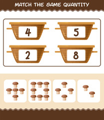 Match the same quantity of mushroom. Counting game. Educational game for pre shool years kids and toddlers