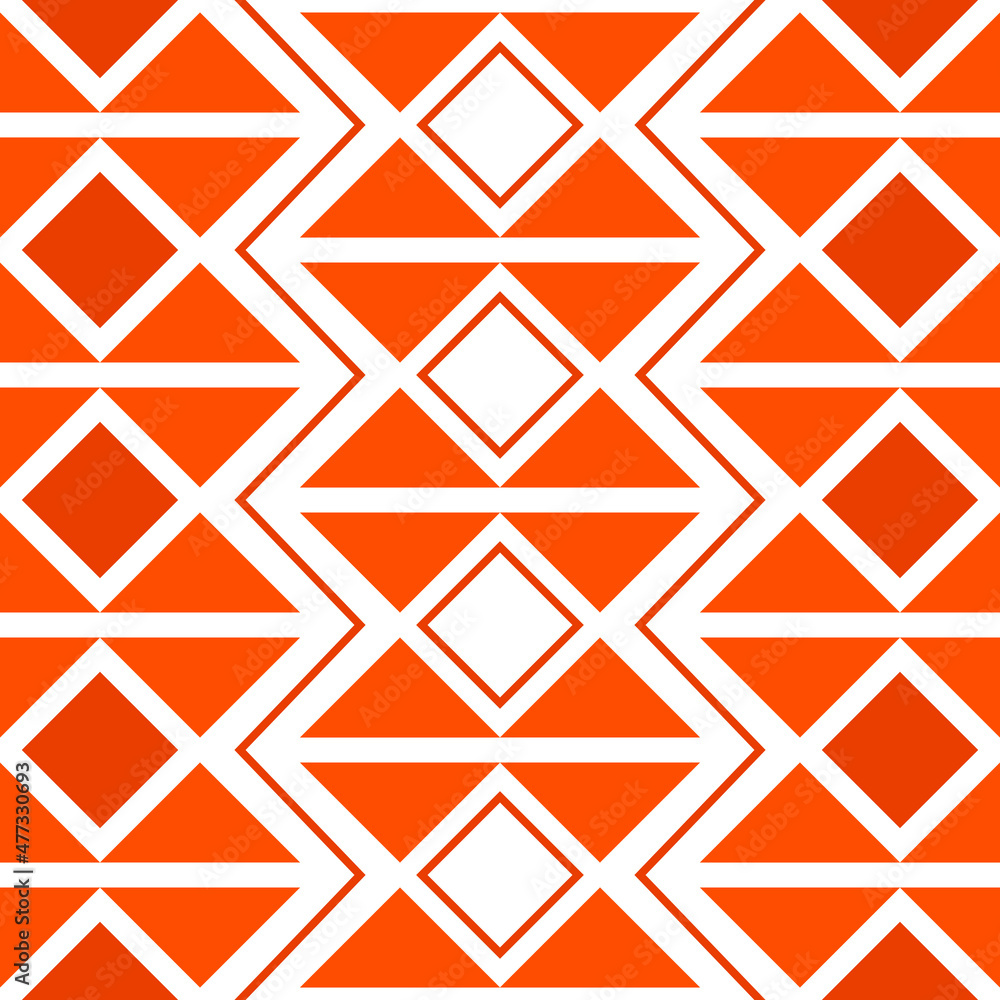 Aufkleber orange triangles and rhombuses. vector with orange color repeating rows, geometric seamless pattern.