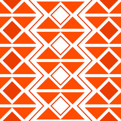 Orange triangles and rhombuses. Vector with orange color repeating rows, geometric seamless pattern.