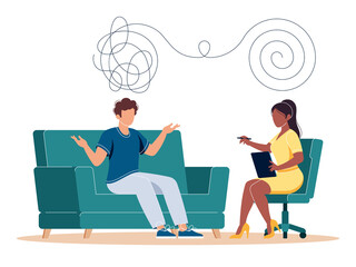 Psychologist flat vector illustration and abnormal mental states
