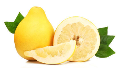Pomelo and slices isolated on a white background