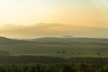 sunrise over the czech ore mountains