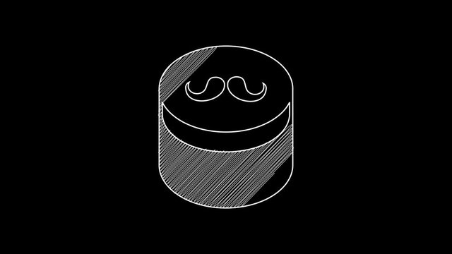 White line Gel or wax for hair styling icon isolated on black background. Hair cosmetic. Jar with product for styling hair and mustache. 4K Video motion graphic animation