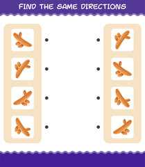 Match the same directions of turmeric. Matching game. Educational game for pre shool years kids and toddlers