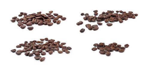 Set with roasted coffee beans on white background. Banner design