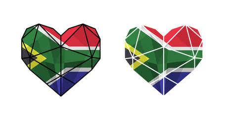 Bright modern heart in colors of national flag. National clip art. South Africa