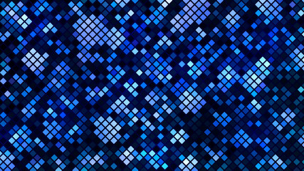 Blue mosaic background. Disco party background. Abstract lights disco background. Square mosaic.