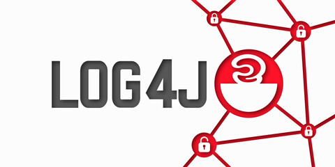 Java problem. Log4Shell cyber attack concept. Log4J security vulnerability.  The code is red, the concept of a computer virus infection over the network.