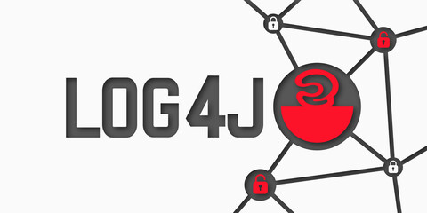 Log4Shell cyber attack concept. Log4J security vulnerability.The code is red, a computer virus infection through the network.