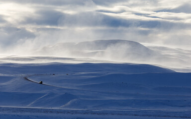 blizzard in highlands of iceland