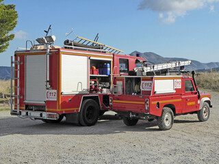 Fire Engines in the mountains of Andalucia, Spain